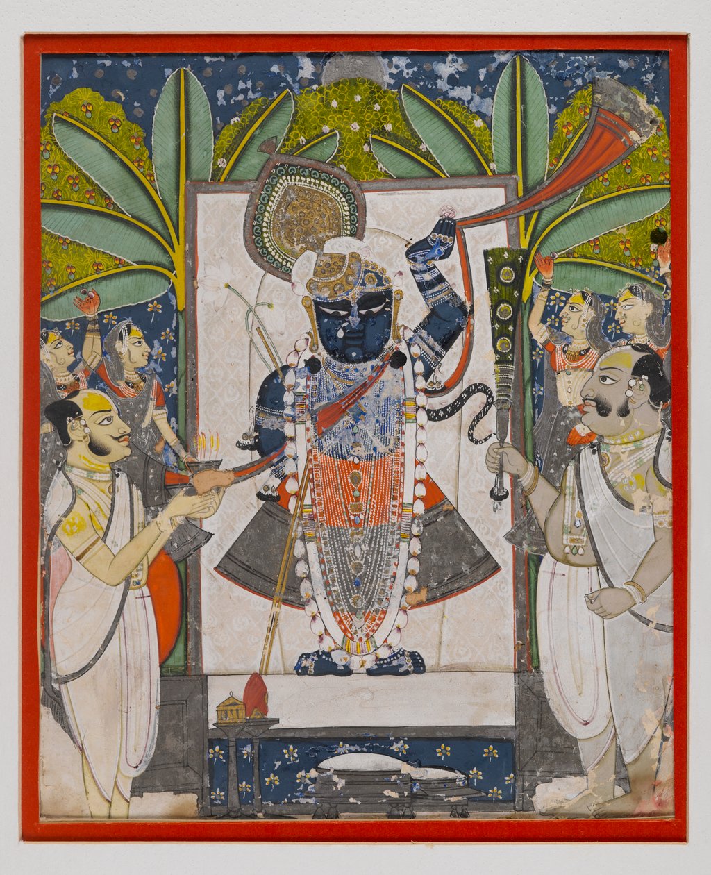 श्री नाथजी, c.1775 (अपारदर्शी wc, सोने और चांदी कागज पर) द्वारा इंडियन स्कूल
