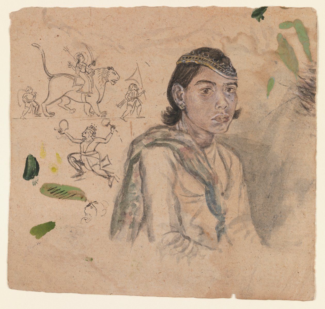 एक युवा का अध्ययन, c.1800 (कागज पर स्याही और हल्का रंग) द्वारा इंडियन स्कूल