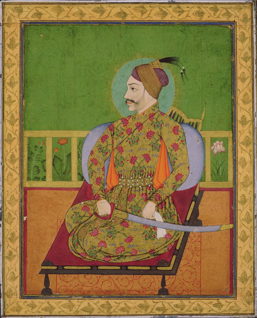 गोलकोंडा के सुल्तान अब्दुल्ला कुतुबशाह (reg.1626-72) डेक्कन, मुगल, c.1640 (कागज पर सोने और चांदी के साथ गौचे) द्वारा इंडियन स्कूल