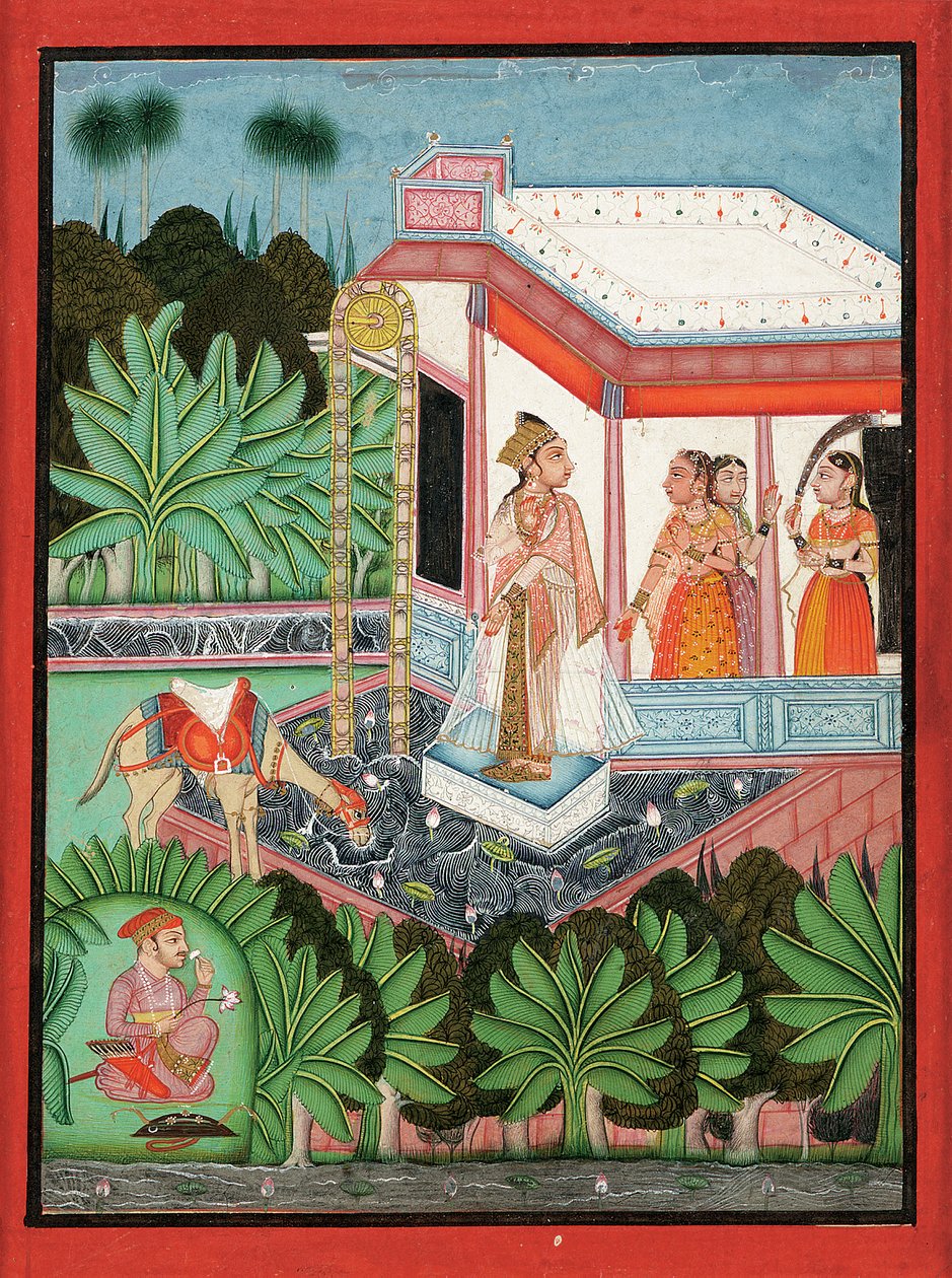 ढोला और मारू, बूंदी का इलाका, c.1750 द्वारा इंडियन स्कूल