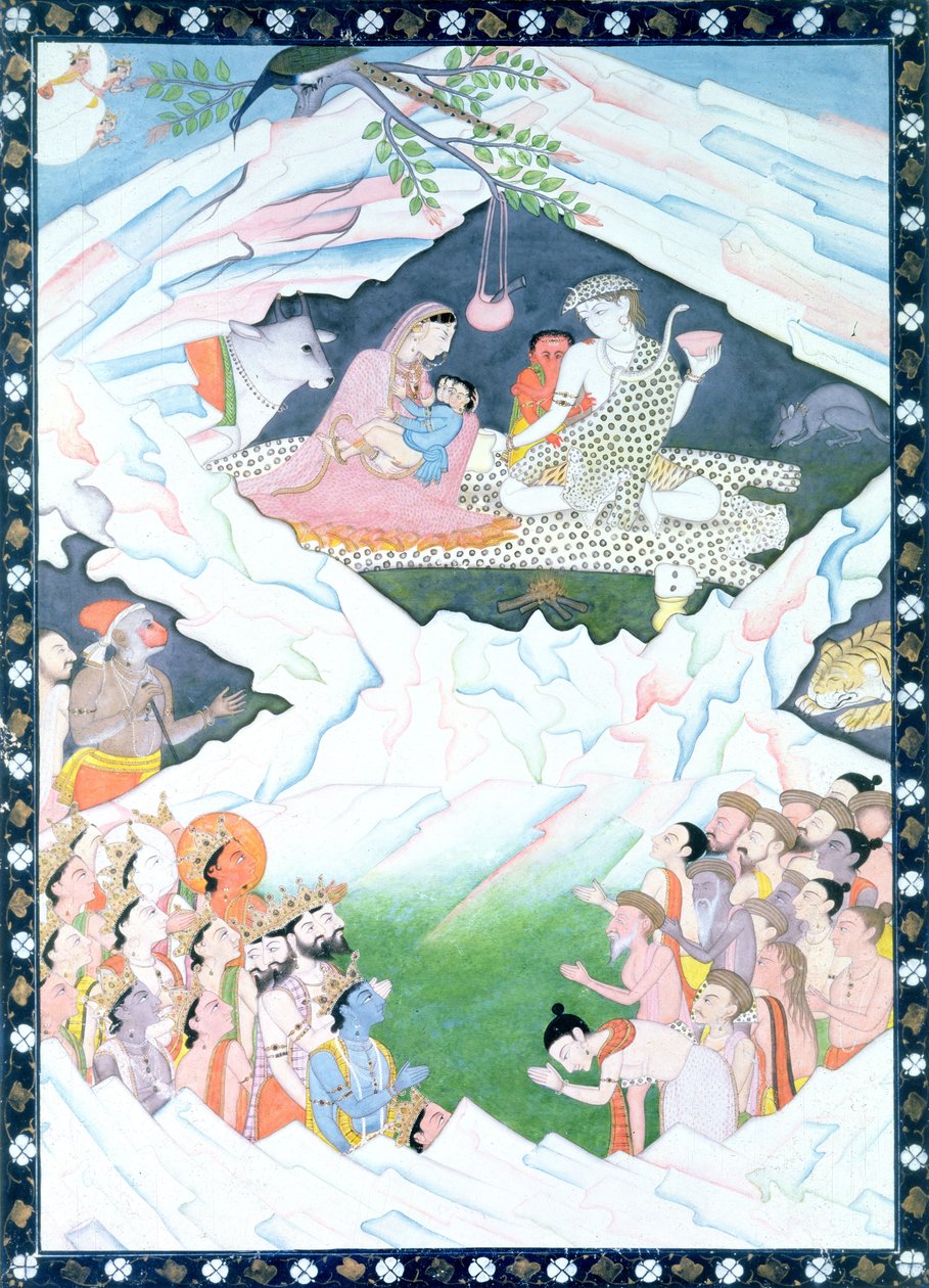 कैलाश पर्वत पर शिव और पार्वती का पवित्र परिवार द्वारा इंडियन स्कूल