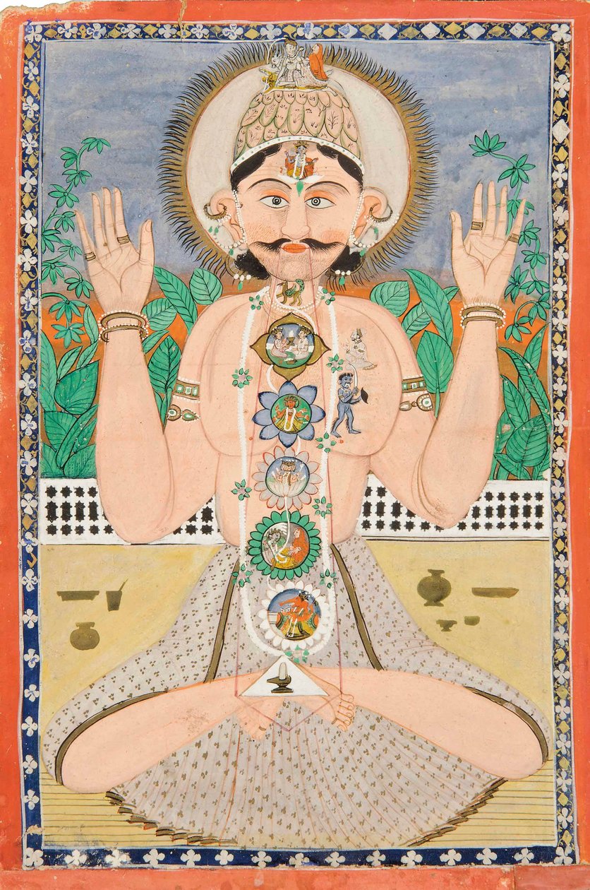 सूक्ष्म शरीर और चक्र, पंजाब हिल्स, c.1850 द्वारा इंडियन स्कूल