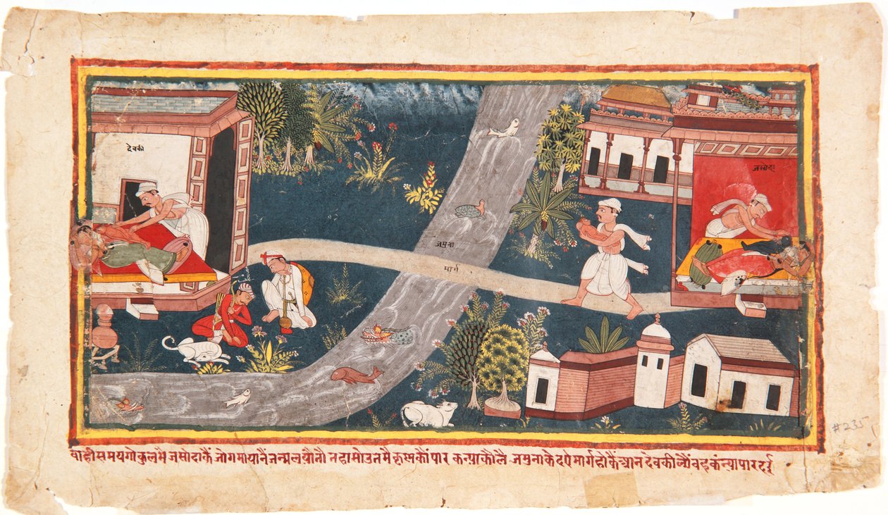 शिशुओं का आदान-प्रदान किया जाता है, 1600-25 (कागज पर अपारदर्शी wc) द्वारा इंडियन स्कूल