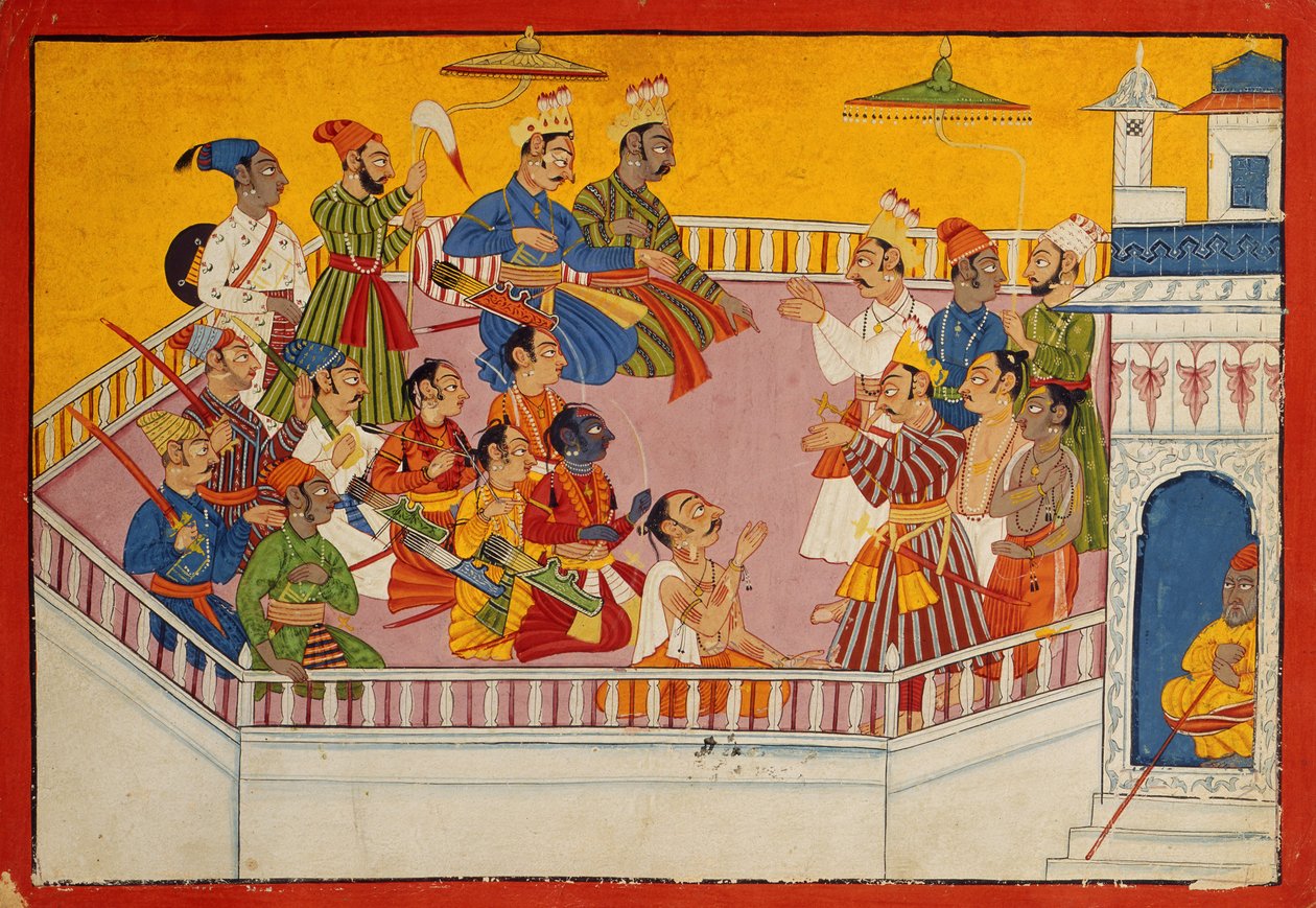 शादी के मेहमान इकट्ठा, c.1700 (कागज पर अपारदर्शी wc) द्वारा इंडियन स्कूल