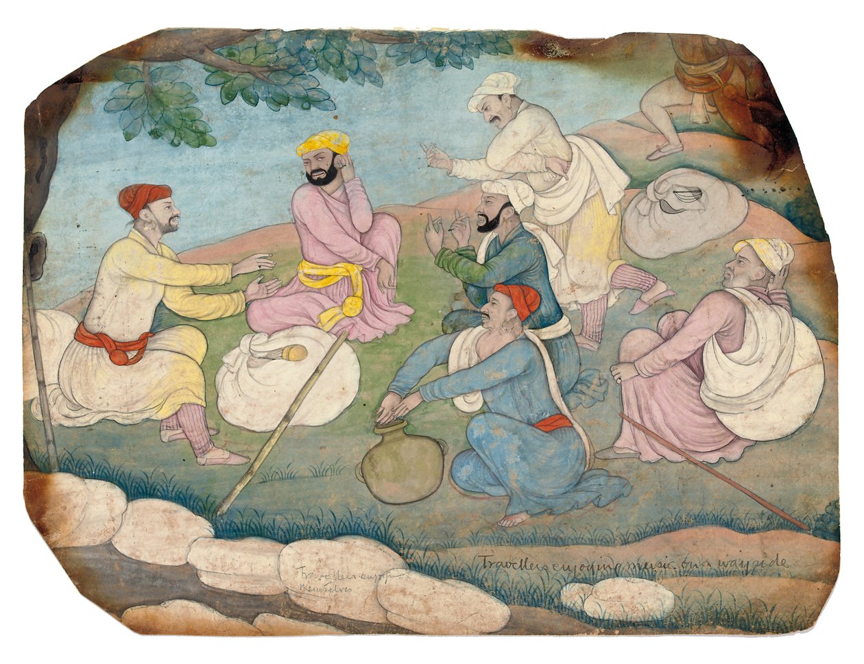 18 वीं शताब्दी के मध्य में यात्रियों को संगीत का आनंद मिलता है द्वारा इंडियन स्कूल