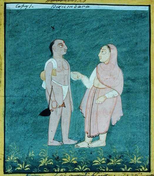 दो दिगंबर जैन, धार्मिक भिक्षु, उदयपुर, c.1810-20 (कागज पर गौचे) द्वारा इंडियन स्कूल