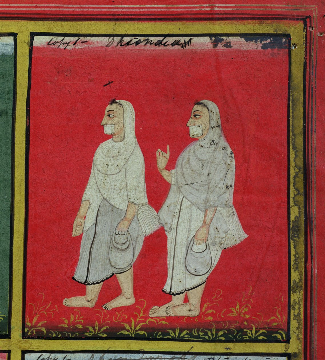 दो जैन भक्त (धोंडिया) धार्मिक भिक्षु, उदयपुर, c.1810-20 (विस्तार) (यह भी देखें 136600) द्वारा इंडियन स्कूल