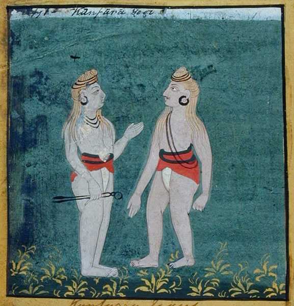 दो स्प्लिट-ईयर (काम्फेट) योगी, धार्मिक भिक्षु, उदयपुर, c.1810-20 (कागज पर गौचे) द्वारा इंडियन स्कूल