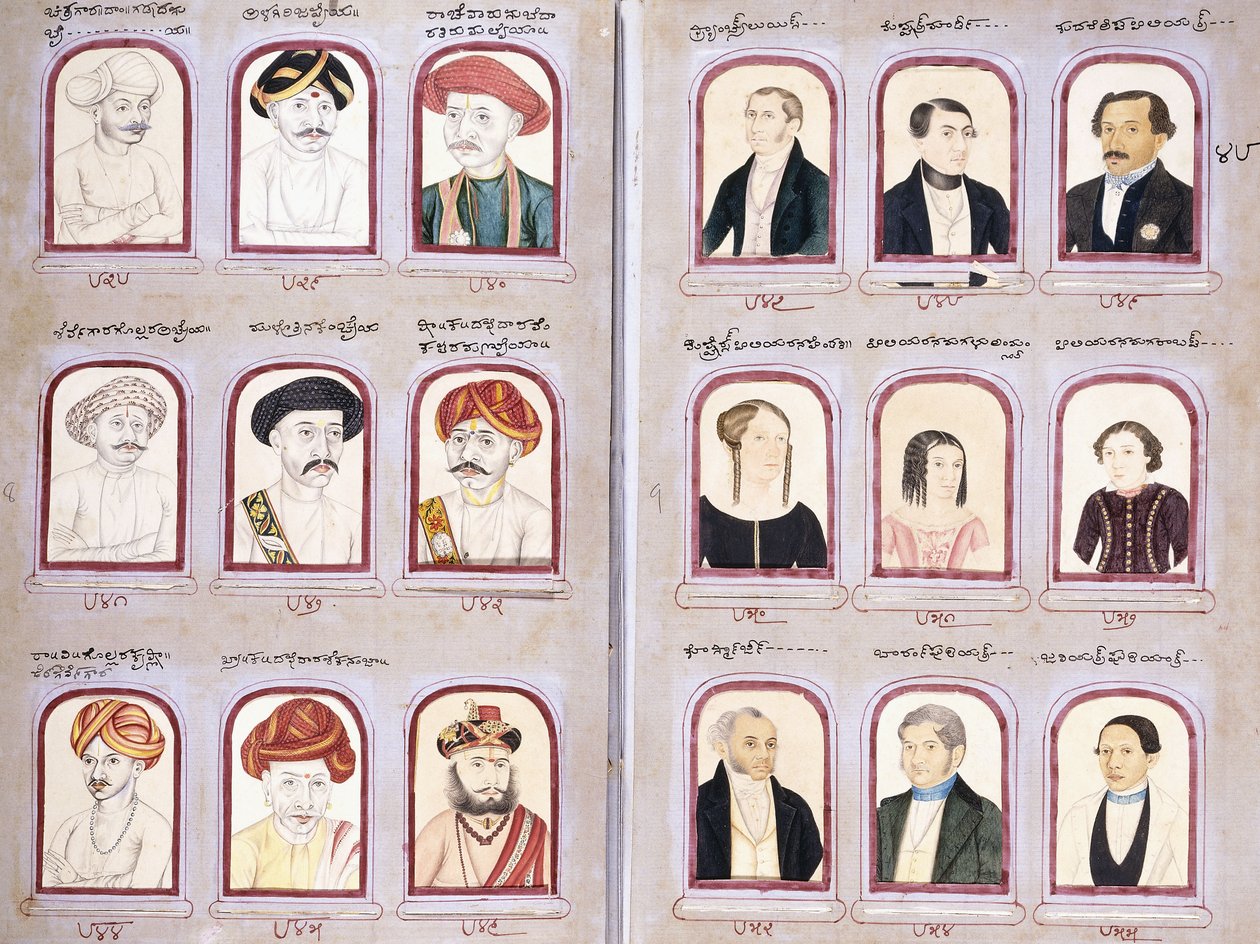 देशी और यूरोपीय चित्रों के एक एल्बम से दो पत्ते, c.1830-1850 द्वारा इंडियन स्कूल