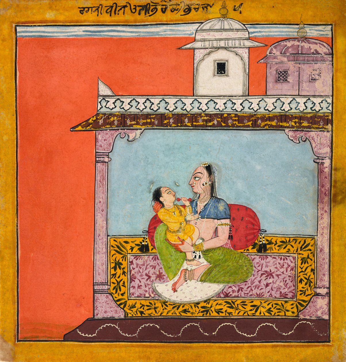 विलास रागिनी, एक रागमाला से, c.1690-95 द्वारा इंडियन स्कूल