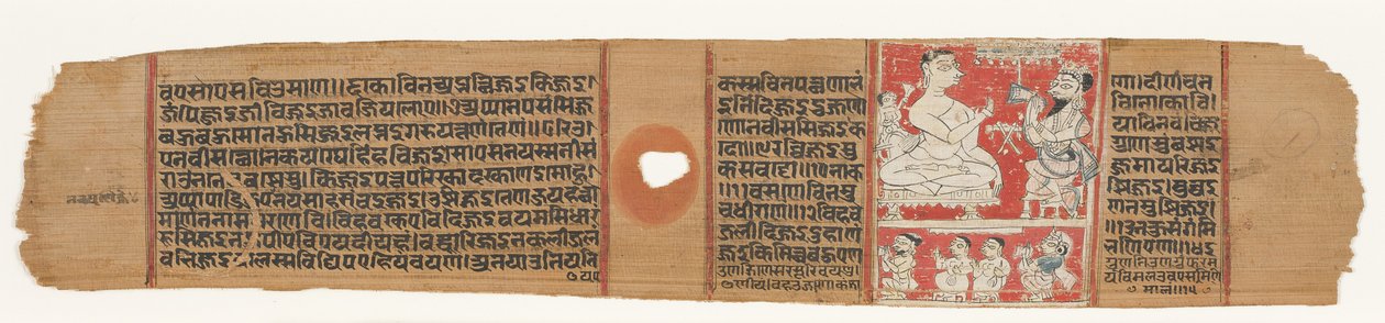 राजीव और लक्ष्मी के साथ विमलपर्व की बातचीत, c.1300 (ताड़ के पत्ते पर अपारदर्शी wc) द्वारा इंडियन स्कूल