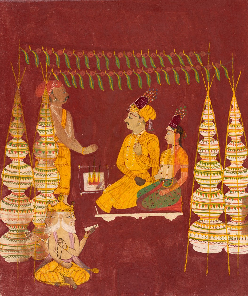 ब्रह्मा की उपस्थिति में विवाह समारोह, c.1680 द्वारा इंडियन स्कूल