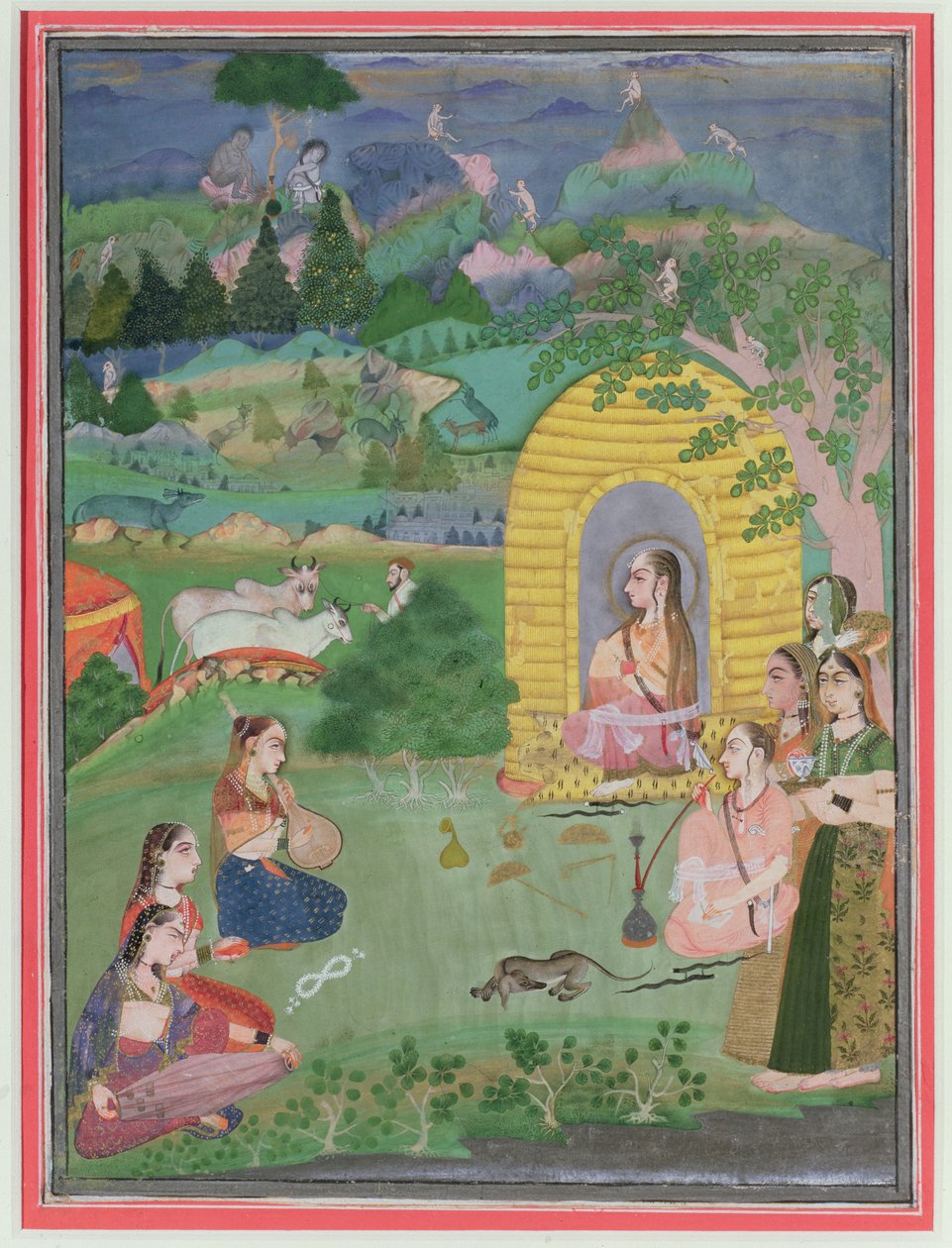 योगिंस (महिला हिंदू संन्यासी) एक परिदृश्य में, बीकानेर स्कूल, c.1680 द्वारा इंडियन स्कूल