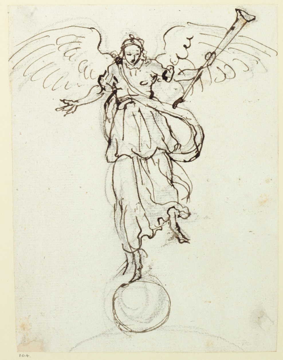 प्रसिद्धि, प्रारंभिक स्केच, c.1631 (कागज पर कलम और स्याही) द्वारा Inigo जोन्स