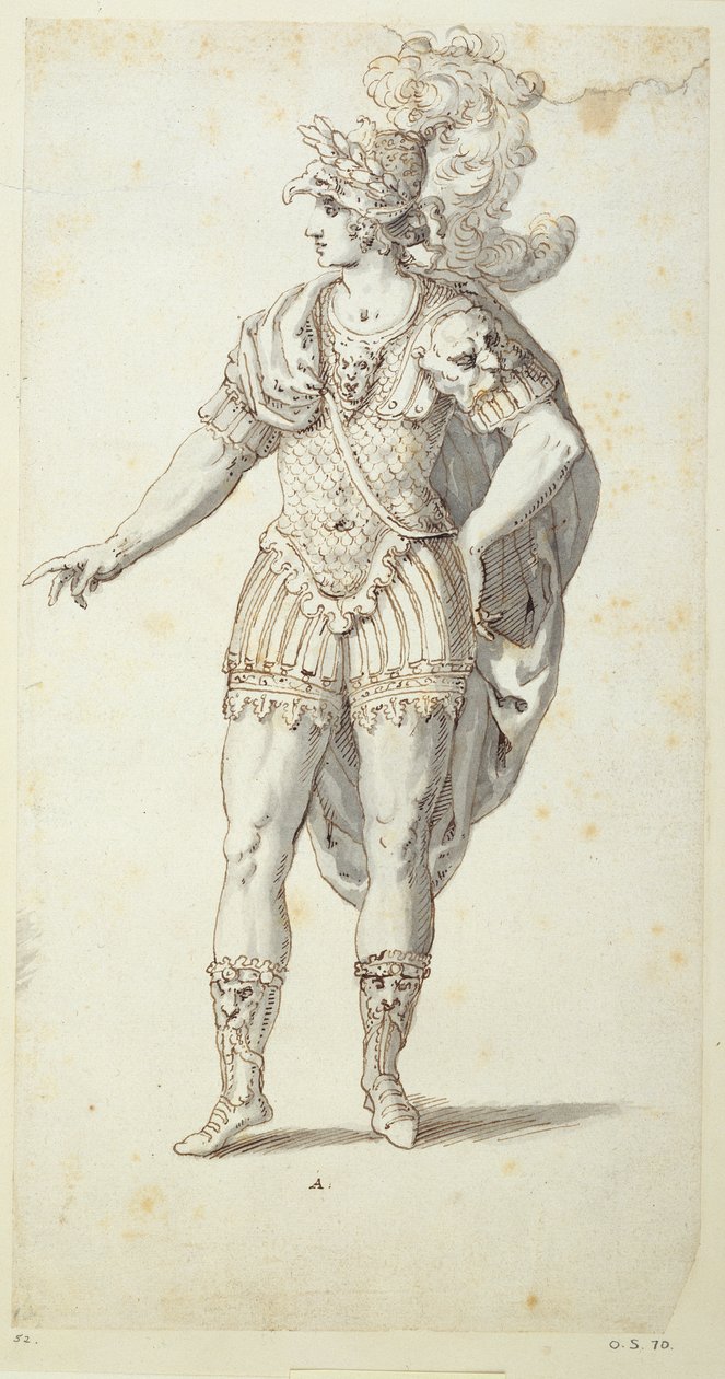 ओबेरॉन की पोशाक के लिए अंतिम डिजाइन, c.1611 (कागज पर कलम और स्याही) द्वारा Inigo जोन्स