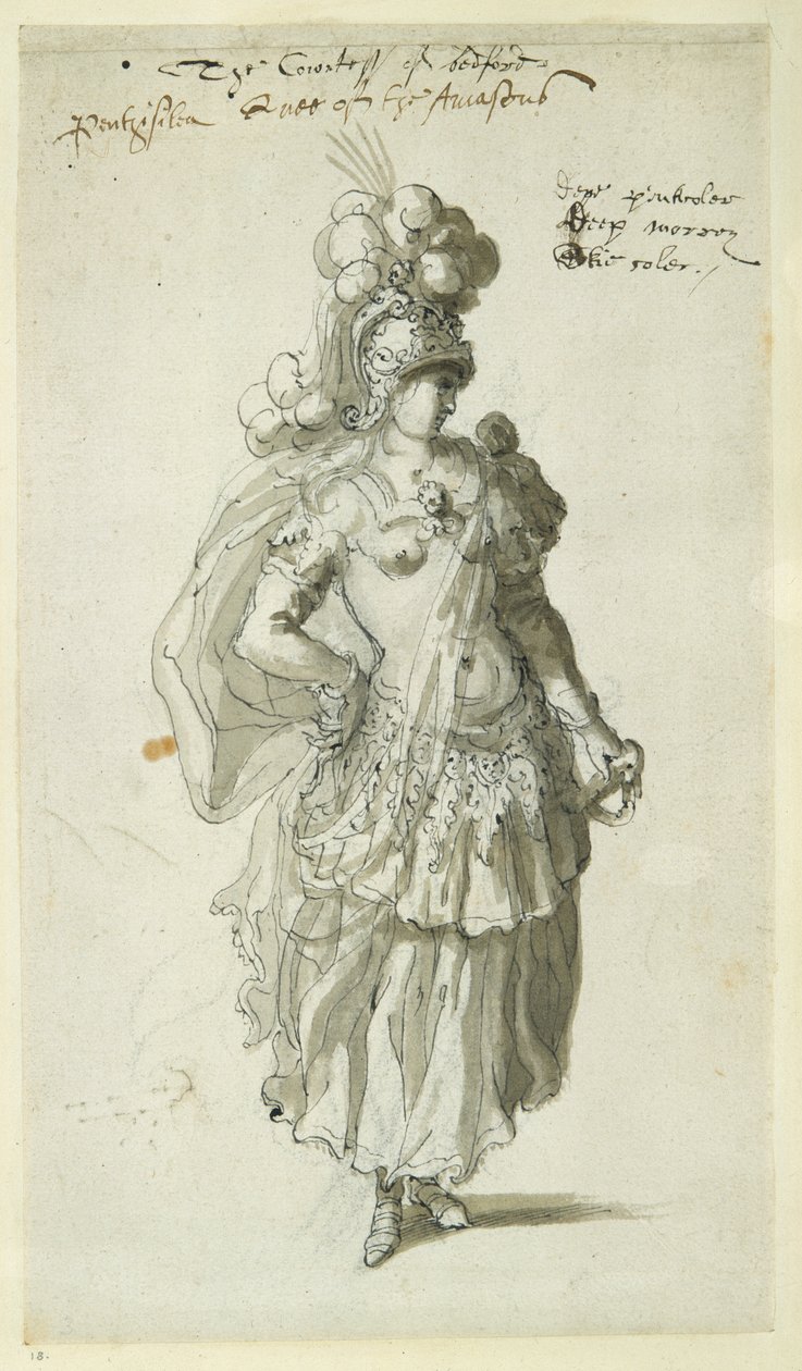 पेंटेसिलिया, c.1609 (कागज पर कलम और स्याही) द्वारा Inigo जोन्स
