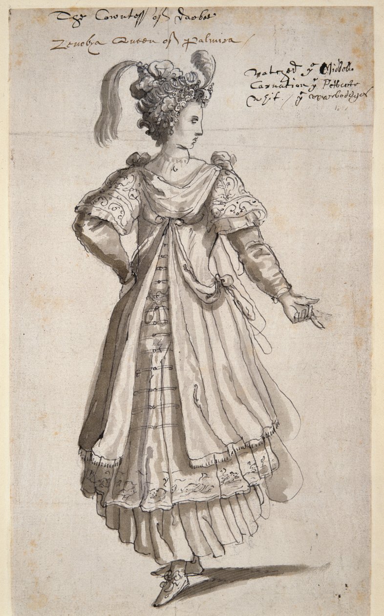 क्वीन ज़ेनोबिया, c.1609 (कागज पर कलम और स्याही) द्वारा Inigo जोन्स