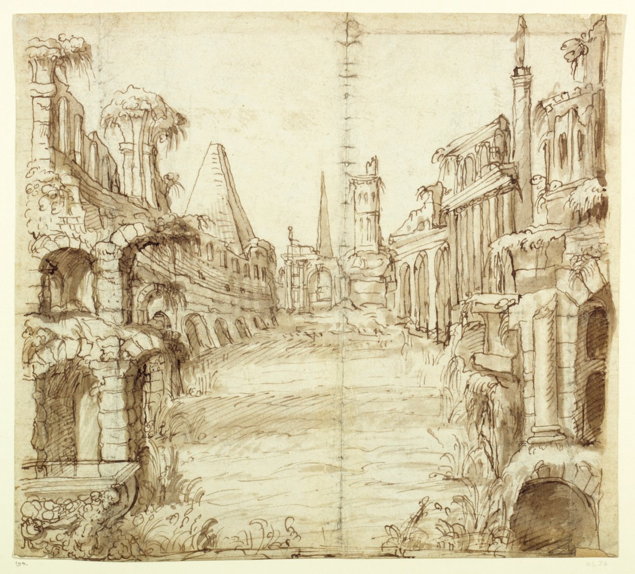 शिष्टता का फॉलन हाउस, c.1610 (कागज पर कलम और स्याही) द्वारा Inigo जोन्स