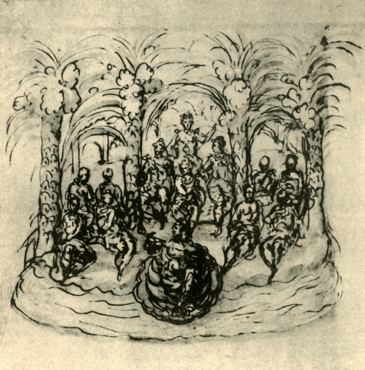 द मैरीटाइम रथ जिसमें द क्वीन एंड मस्कर्स शामिल हैं, c1635, 1942। द्वारा Inigo जोन्स