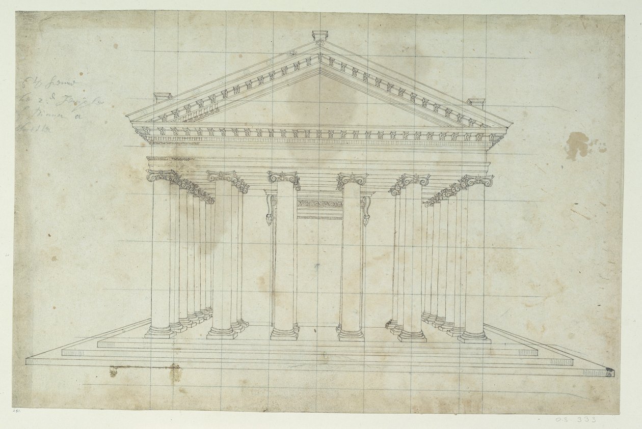 डायना का दूसरा मंदिर, c.1635 (कागज पर कलम और स्याही) द्वारा Inigo जोन्स