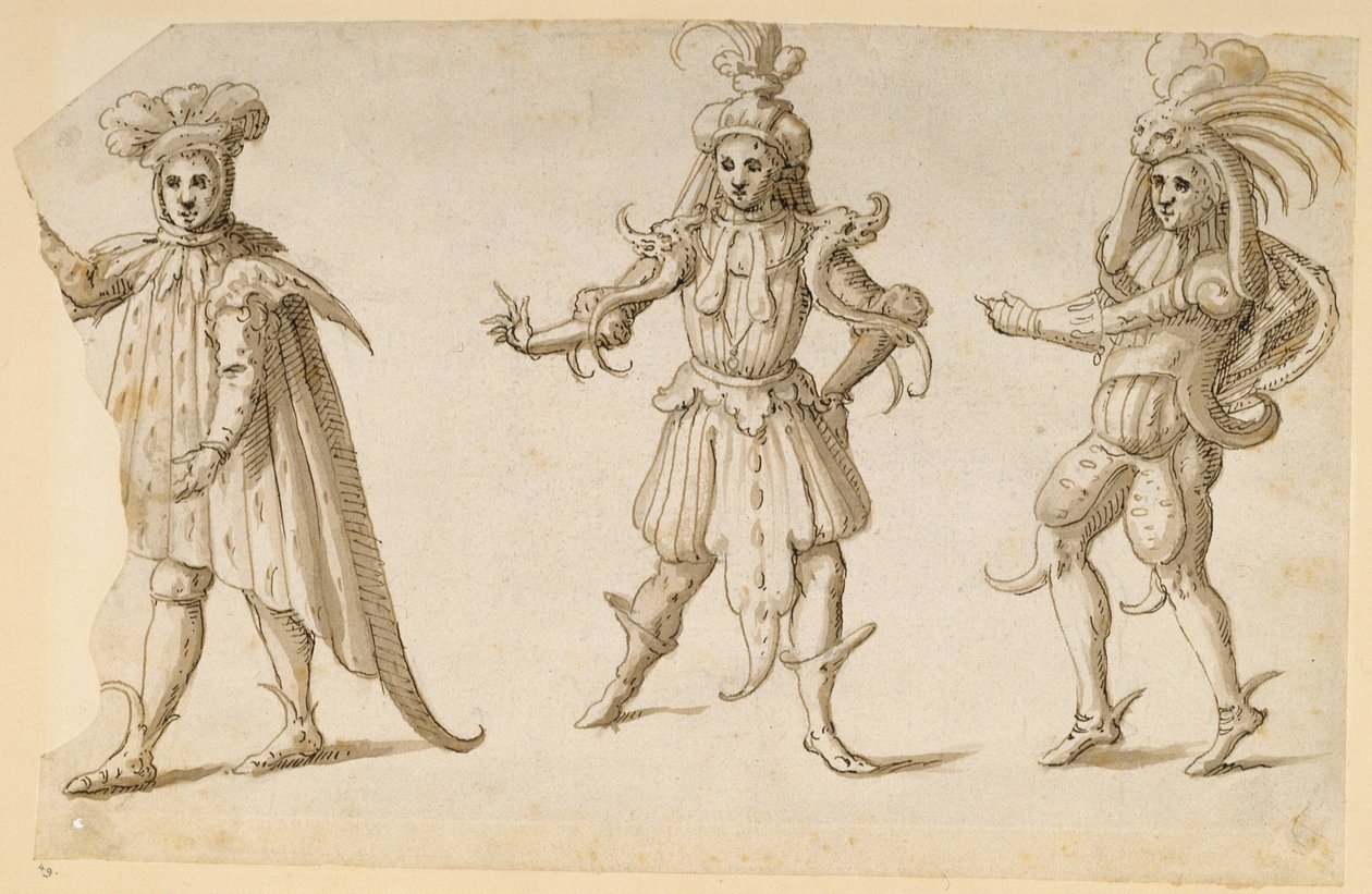 तीन फेज, c.1611 (कागज पर कलम और स्याही) द्वारा Inigo जोन्स