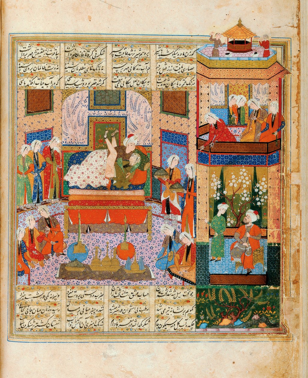 खुसरो और शिरिन लघु के बीच विवाह का उपभोग आठ कविता के चक्र से द्वारा ईरानी गुरु