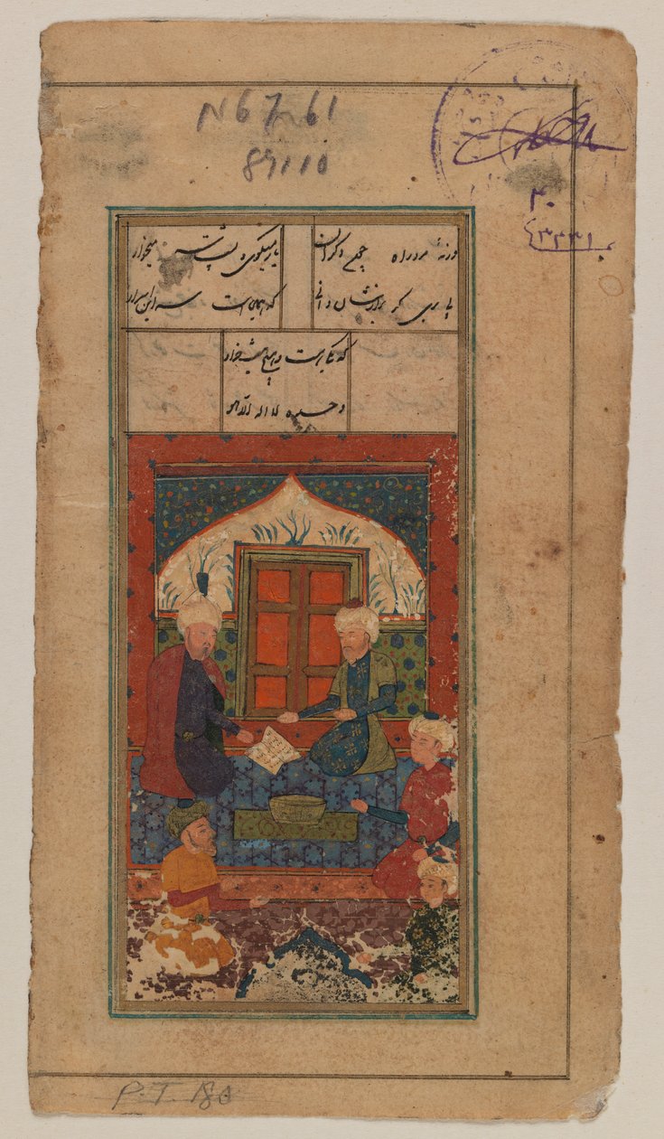 अज्ञात पांडुलिपि से फोलियो: लघु चित्रकला (कागज पर अपारदर्शी wc) द्वारा ईरानी स्कूल