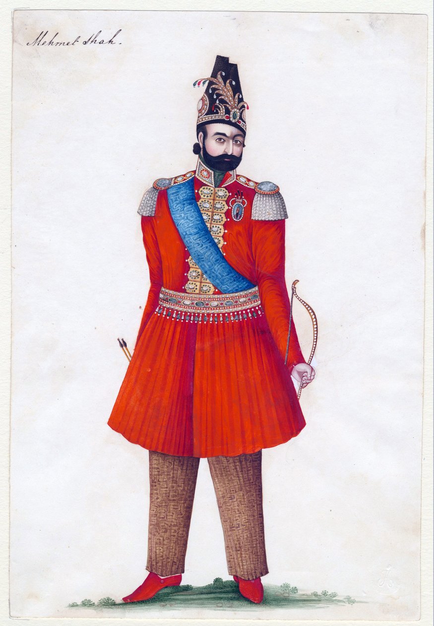मोहम्मद शाह काजर (1808-1848), फारस के राजा - ईरानी मास्टर - 1835 - कागज पर गौचे - 24,2x16,5 - निजी संग्रह द्वारा ईरानी स्कूल