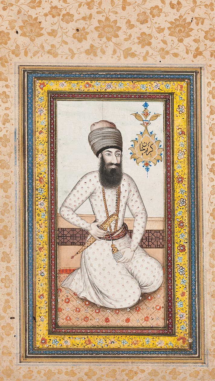 करीम खान ज़ैंड का पोट्रेट, नादिर शाह, क़ज़र ईरान के साथ एक जोड़ी द्वारा ईरानी स्कूल