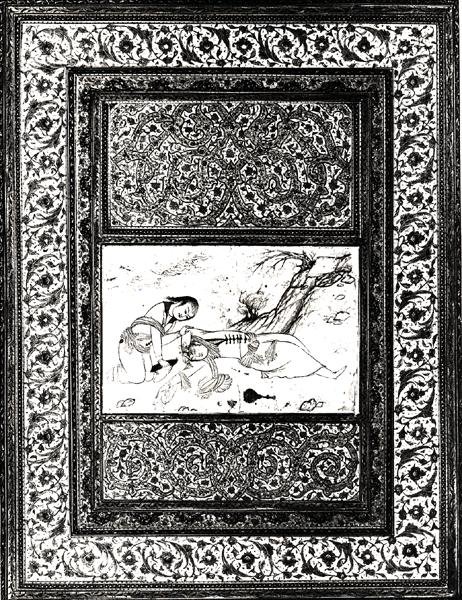 एक परिदृश्य में दो लोग द्वारा ईरानी स्कूल
