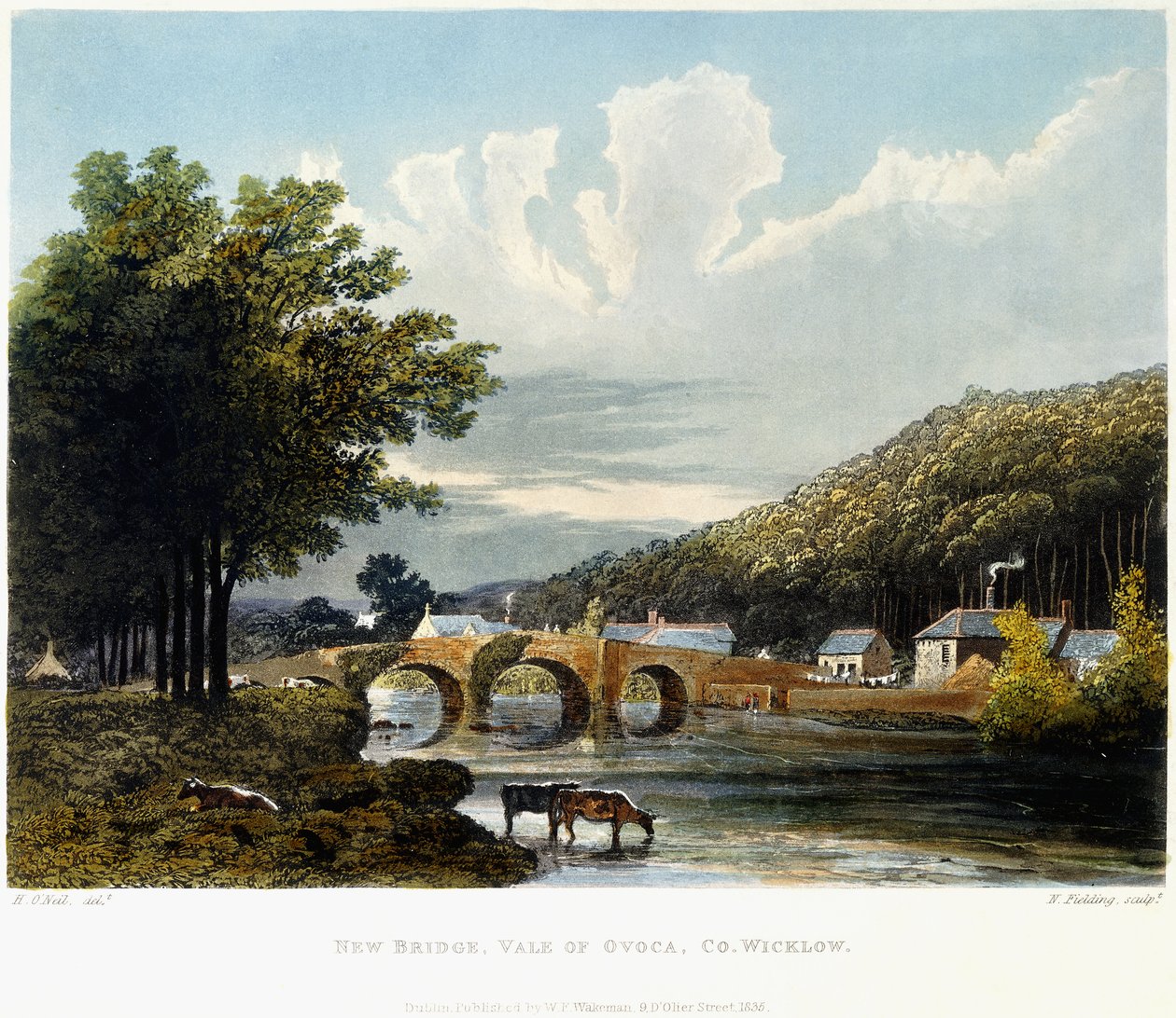 न्यू ब्रिज, ओवलोक की घाटी, कं विकलो, 1835 द्वारा आयरिश स्कूल