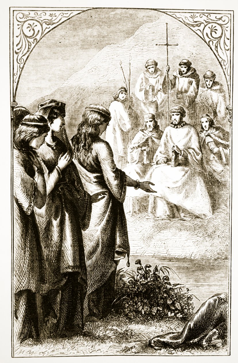 मैरी क्यूसैक (1829-99) द्वारा द ट्रीस थुमातुर्गा, या आयरलैंड के तीन वंडर-वर्किंग सेंटर्स से, मौलवियों के धर्मसभा का विजन, c.1890s प्रकाशित द्वारा आयरिश स्कूल