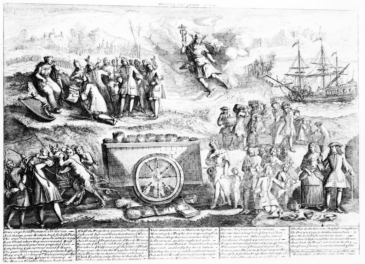 वुड का हाफपेंस, 1724 द्वारा आयरिश स्कूल