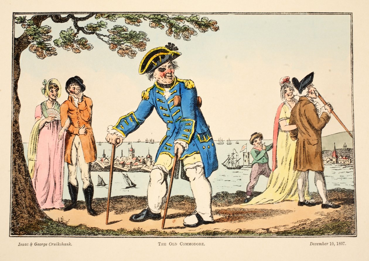 ओल्ड कमोडोर, 1807 (हाथ से रंगा हुआ उत्कीर्णन) द्वारा इसहाक, रॉबर्ट और जॉर्ज क्रूशांक