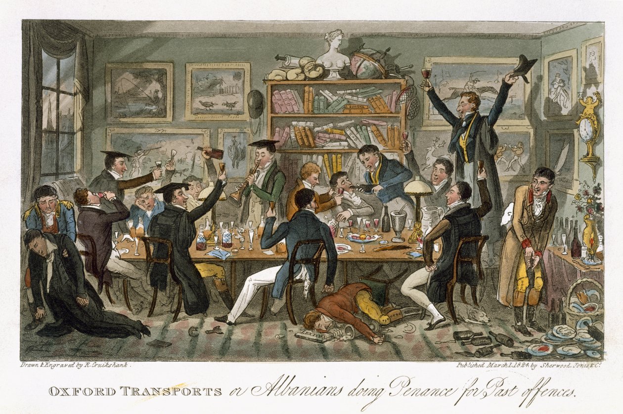 ऑक्सफोर्ड ट्रांसपोर्ट्स या अल्बानियाई, चार्ल्स मोल्लो वेस्टमाकोट (1788-1868) द्वारा लंदन, 1825 में प्रकाशित &39;द इंग्लिश स्पाई&39; से पिछले अपराधों के लिए तपस्या कर रहे हैं। द्वारा आइजैक रॉबर्ट क्रूइशांक