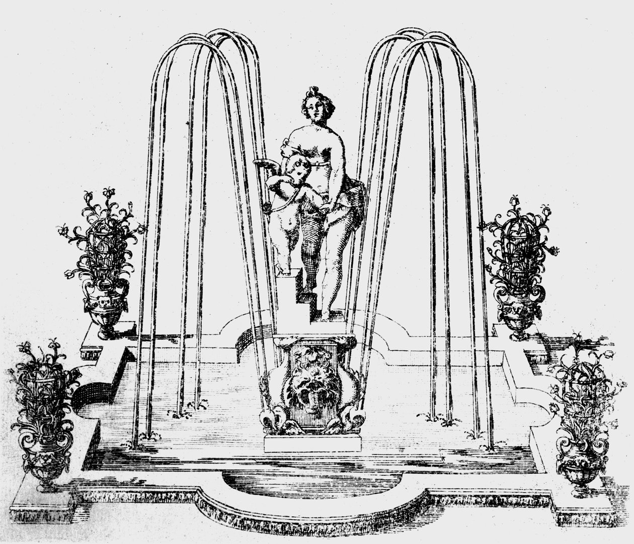 &39;द गार्डन्स ऑफ विल्टन&39; से फाउंटेन डिज़ाइन, c.1645 द्वारा इसहाक डी कॉज