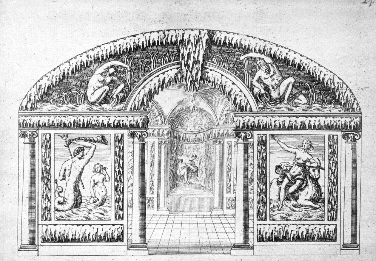&39;द गार्डन्स ऑफ विल्टन&39; से ग्रोटो डिजाइन, c.1645 प्रकाशित द्वारा इसहाक डी कॉज