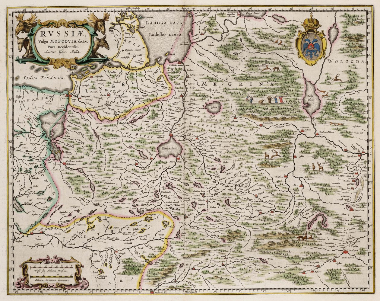 पश्चिमी रूस के मानचित्र से: उत्तरी और पूर्वी भाग, 1664 द्वारा इसहाक अब्राहम। मस्सा