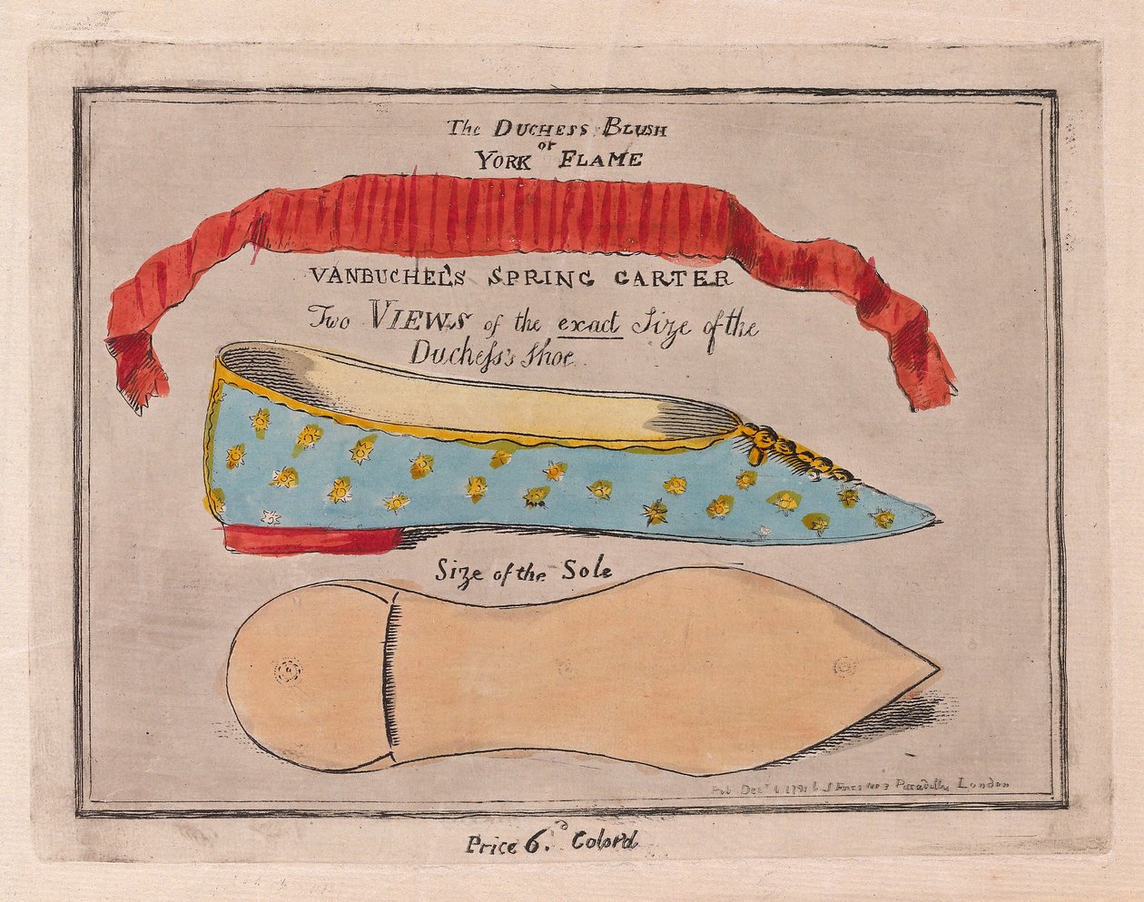 डचेस ब्लश या यॉर्क फ्लेम, पब। 1791 (हाथ के रंग का उत्कीर्णन) द्वारा इसहाक क्रूशांक