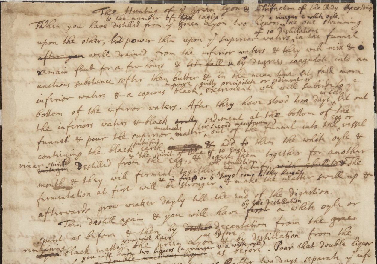 ग्रीन लियोन का शिकार, रेक्टो, विवरण, c.1700 द्वारा आइजैक न्यूटन
