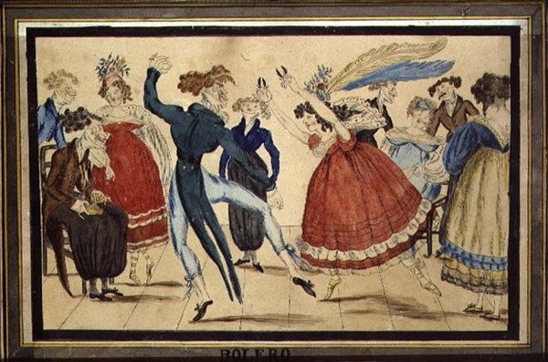 'बोलेरो', c.1820 (कागज पर कलम और स्याही और पानी के रंग का) द्वारा इसहाक रॉबर्ट (बाद में) क्रूइशांक
