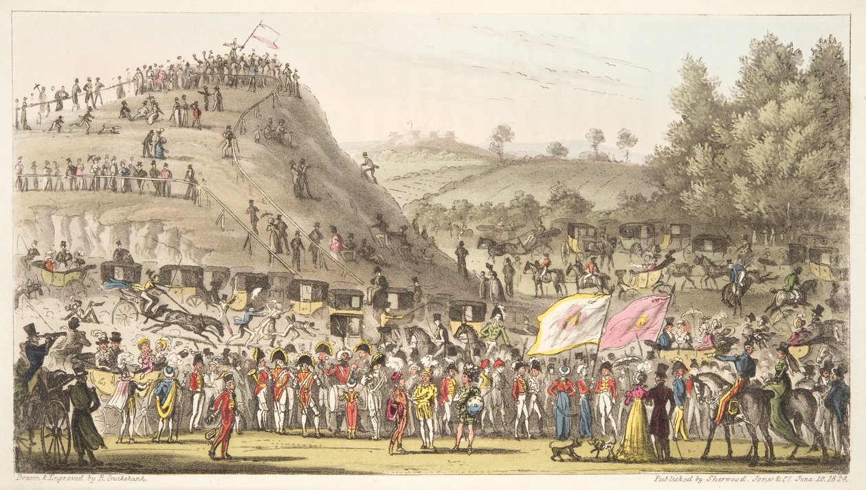 ईटन मोंटेम, और माउंट, साल्ट हिल, अंग्रेजी जासूस से 1824 (हाथ के रंग का उत्कीर्णन) द्वारा आइजैक रॉबर्ट क्रूइशांक
