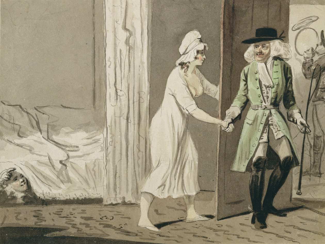 Cuckold हंट के लिए प्रस्थान, c.1800 (कागज पर wc के साथ पेन und स्याही) द्वारा आइजैक रॉबर्ट क्रूइशांक