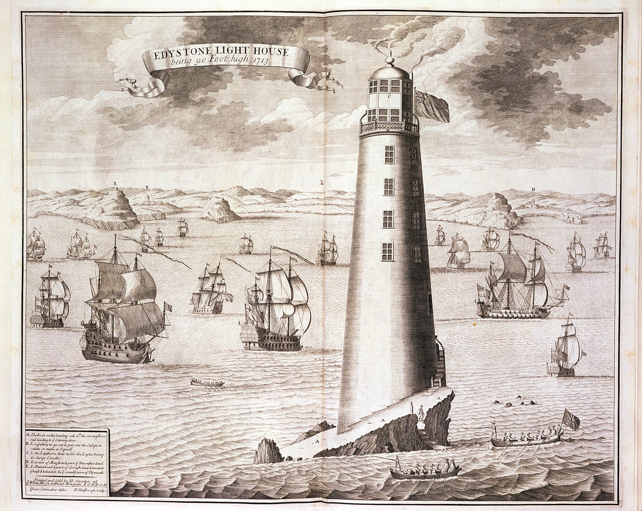 एडेडिस्टोन लाइटहाउस, हेंड्रिक हुल्सबर्ग द्वारा उकेरा गया, 1713 (देखें 40669) द्वारा इसहाक सेलमेकर