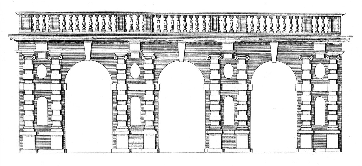 विल्सन के गार्डन से शीर्ष के साथ एक आर्केड के लिए डिजाइन, c.1645 द्वारा इसहाक डी कॉज