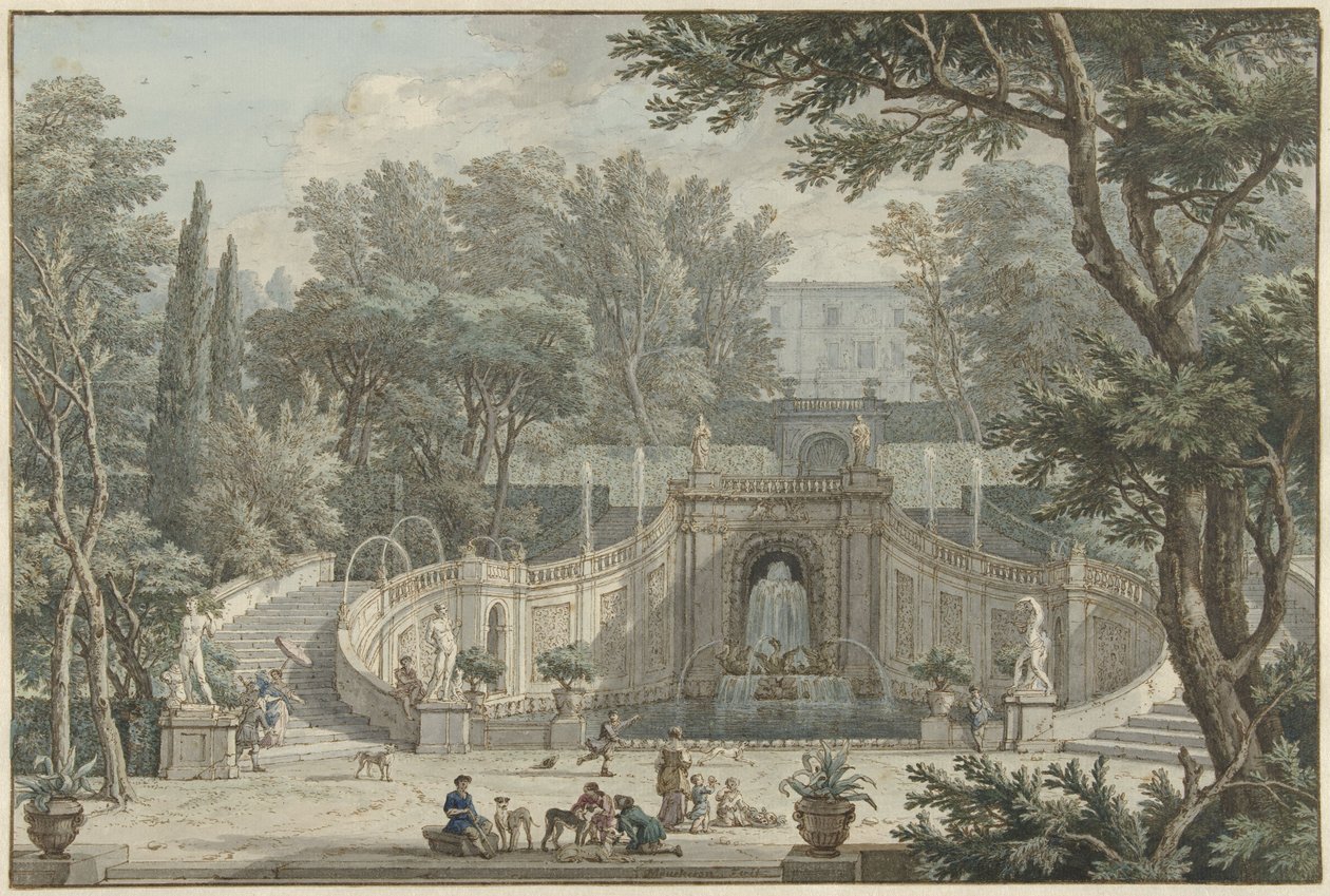 टिवोली में विला डी&39;एस्ट के गार्डन का दृश्य, c.1725 द्वारा इसहाक डी मौचेरॉन