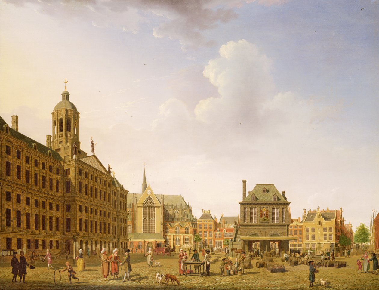 डैम स्क्वायर - एम्स्टर्डम, 1782 द्वारा इसहाक औवाटर