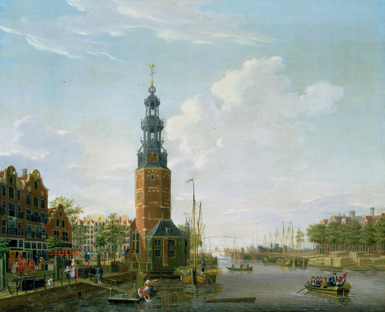 एम्सटर्डम के साथ Oude Schans पर Montelbaanstower, 1777 का दृश्य द्वारा इसहाक औवाटर