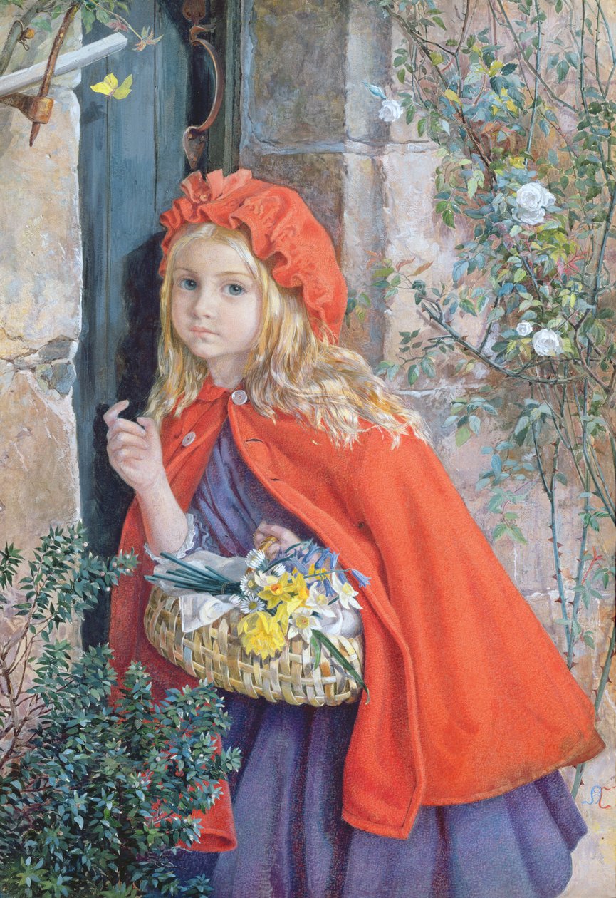 लिटिल रेड राइडिंग हूड, 1862 (कागज पर wc und gouache) द्वारा इसाबेल ओकले नैफ्टल