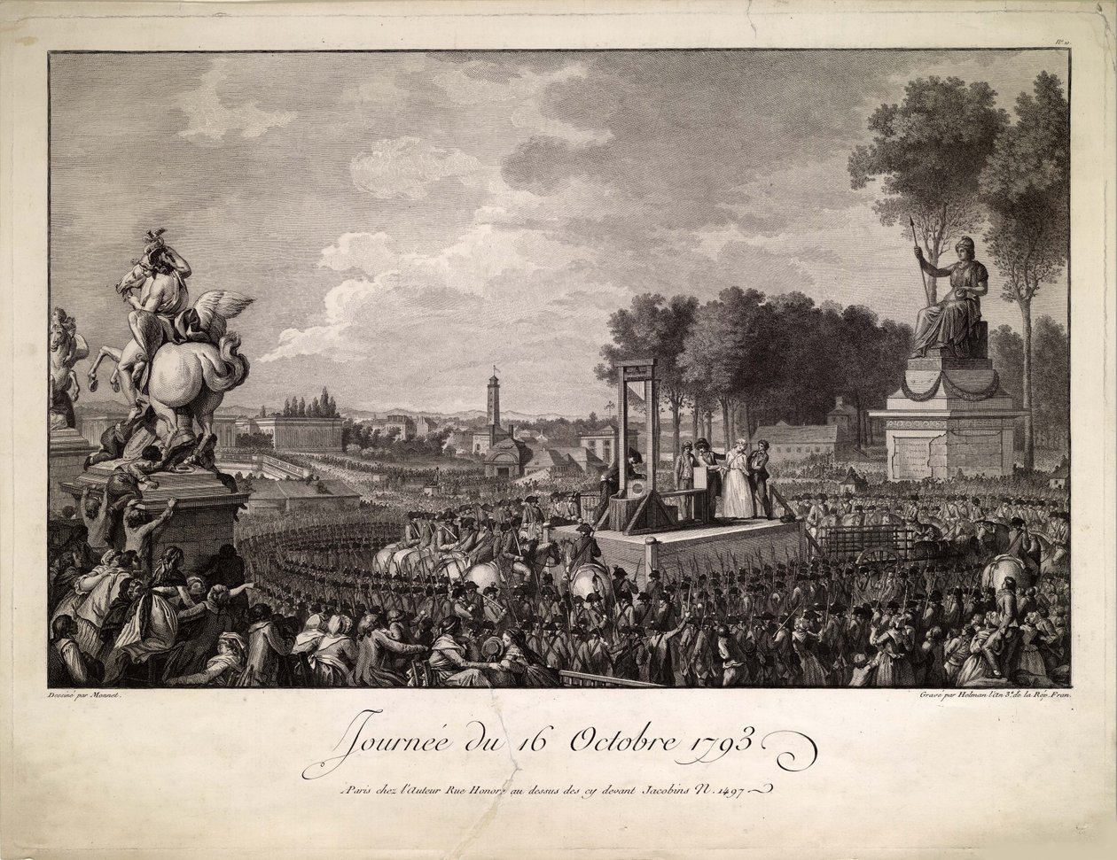 16 अक्टूबर, 1793 का दिन 16 अक्टूबर, 1793 को मैरी एंटोनेट का निष्पादन, सी। 1795. द्वारा इसिडोर स्टानिस्लास हेलमैन